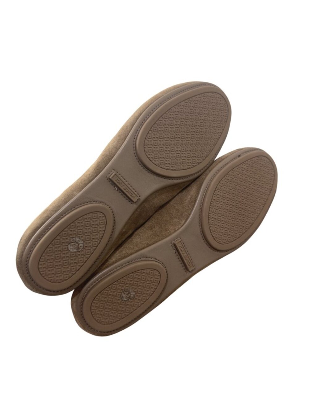 Tory Burch Minnie Travel Suede Ballet Flats Beige Logo Detail Women Size 9.5M - Picture 4 of 16